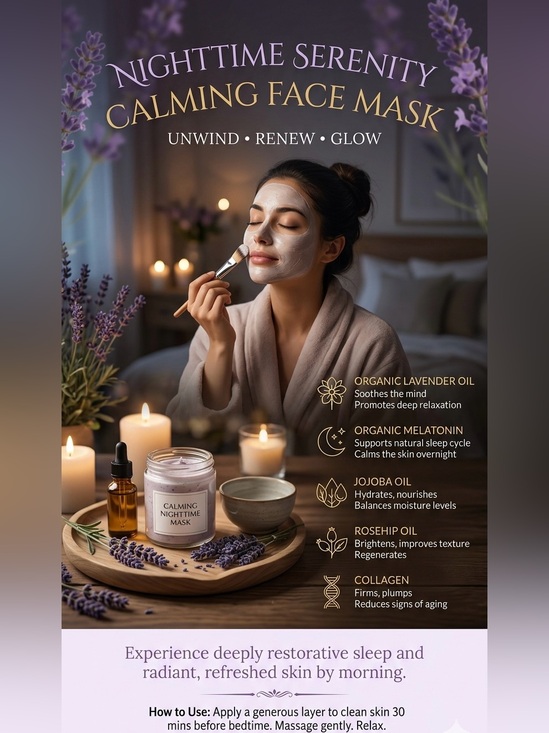 Hand Crafted Other - Calming Face Mask with Restorative Sleep Organic Oils